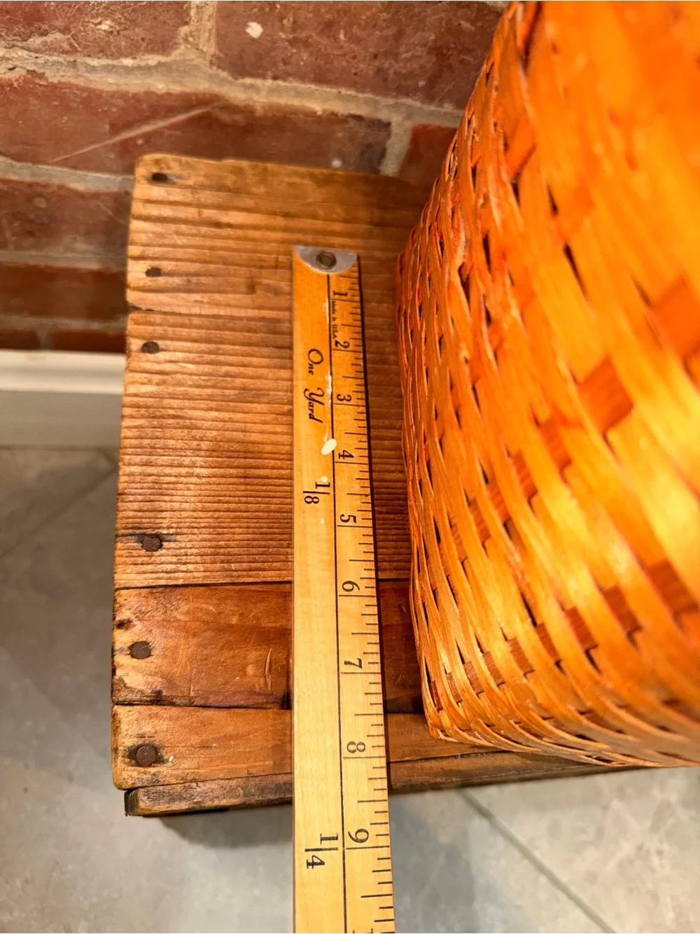 Woven Orange Corner Storage Basket with Handle